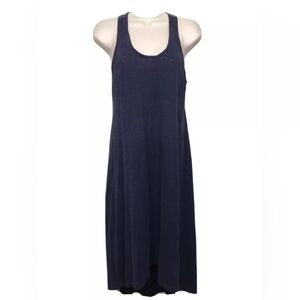 Eileen Fisher Hemp Organic Cotton Sleeveless Racerback T-shirt Dress Navy Sz XS